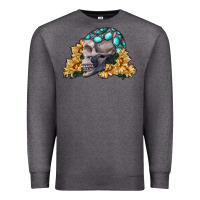 Charcoal Heather skull with sunflowers Premium Sweatshirt - RanaPortraitStore