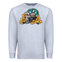 Heather Grey skull with sunflowers Premium Sweatshirt - RanaPortraitStore