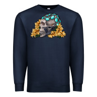 Navy skull with sunflowers Premium Sweatshirt - RanaPortraitStore