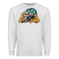 Oatmeal Heather skull with sunflowers Premium Sweatshirt - RanaPortraitStore
