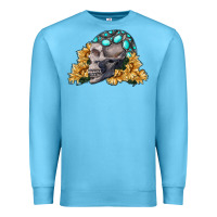 Ocean Blue skull with sunflowers Premium Sweatshirt - RanaPortraitStore