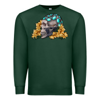 Sports Green skull with sunflowers Premium Sweatshirt - RanaPortraitStore
