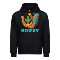 Black howdy turquoise cowboy boots horseshoe Urban Hoodie - AdoDesignShop