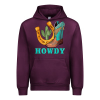 Mauve Wine howdy turquoise cowboy boots horseshoe Urban Hoodie - AdoDesignShop