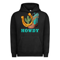 Pigment Black howdy turquoise cowboy boots horseshoe Urban Hoodie - AdoDesignShop