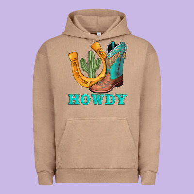 Howdy Turquoise Cowboy Boots Horseshoe Urban Hoodie Designed By Adodesignshop