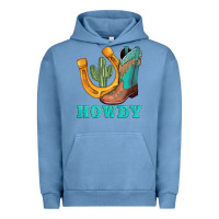 Pigment Pebble Blue howdy turquoise cowboy boots horseshoe Urban Hoodie - AdoDesignShop