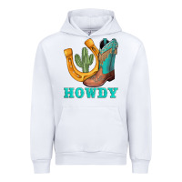 White howdy turquoise cowboy boots horseshoe Urban Hoodie - AdoDesignShop