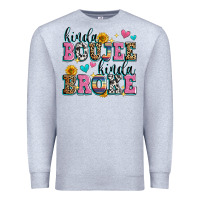 Heather Grey kinda boujee kinda broke Premium Sweatshirt - Zillion Design Studio
