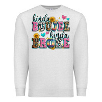 Oatmeal Heather kinda boujee kinda broke Premium Sweatshirt - Zillion Design Studio