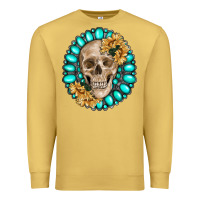 Antique Gold skull with gemstone and sunflower Premium Sweatshirt - RanaPortraitStore