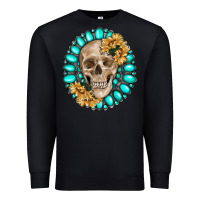 Black skull with gemstone and sunflower Premium Sweatshirt - RanaPortraitStore