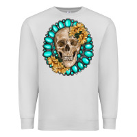 Dove Grey skull with gemstone and sunflower Premium Sweatshirt - RanaPortraitStore