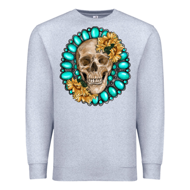 Skull With Gemstone And Sunflower Premium Sweatshirt by RanaPortraitStore | Teevron