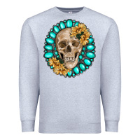 Heather Grey skull with gemstone and sunflower Premium Sweatshirt - RanaPortraitStore