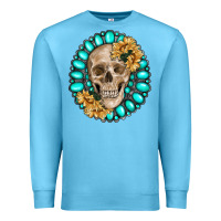 Ocean Blue skull with gemstone and sunflower Premium Sweatshirt - RanaPortraitStore
