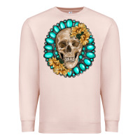 Pale Pink skull with gemstone and sunflower Premium Sweatshirt - RanaPortraitStore