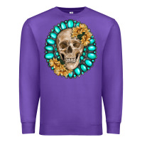Purple skull with gemstone and sunflower Premium Sweatshirt - RanaPortraitStore
