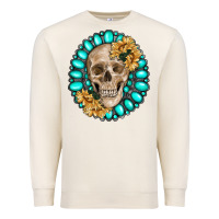 Sandshell skull with gemstone and sunflower Premium Sweatshirt - RanaPortraitStore