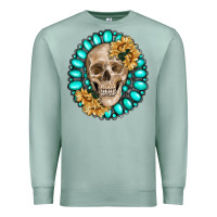 Seafoam skull with gemstone and sunflower Premium Sweatshirt - RanaPortraitStore