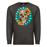 Smoke skull with gemstone and sunflower Premium Sweatshirt - RanaPortraitStore