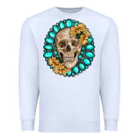 White skull with gemstone and sunflower Premium Sweatshirt - RanaPortraitStore