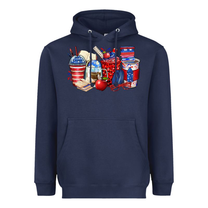 4th Of July Teacher Coffee Cups Heavyweight Hoodie by Zillion Design Studio | Teevron