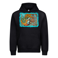 Black western wooden wheel cowboy boots Urban Hoodie - AdoDesignShop