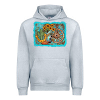 Heather Grey western wooden wheel cowboy boots Urban Hoodie - AdoDesignShop