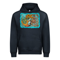 Navy western wooden wheel cowboy boots Urban Hoodie - AdoDesignShop