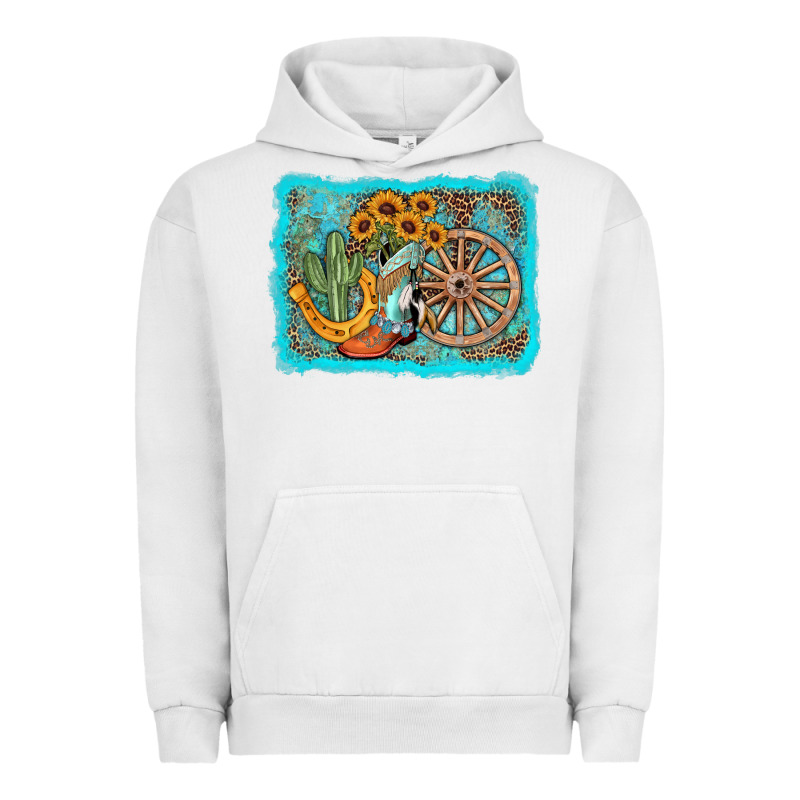 Western Wooden Wheel Cowboy Boots Urban Hoodie by AdoDesignShop | Teevron