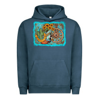 Pigment Midnight Navy western wooden wheel cowboy boots Urban Hoodie - AdoDesignShop
