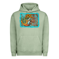 Pigment Oil Green western wooden wheel cowboy boots Urban Hoodie - AdoDesignShop