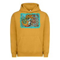 Pigment Peanut Butter western wooden wheel cowboy boots Urban Hoodie - AdoDesignShop