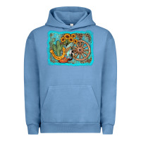Pigment Pebble Blue western wooden wheel cowboy boots Urban Hoodie - AdoDesignShop