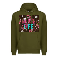 Army Green nurse life with pearls Premium Hoodie - AdoDesignShop