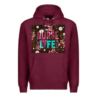 Burgundy nurse life with pearls Premium Hoodie - AdoDesignShop