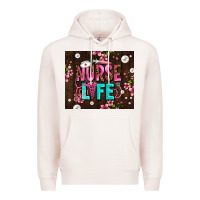 Pale Pink nurse life with pearls Premium Hoodie - AdoDesignShop