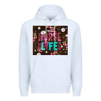 White nurse life with pearls Premium Hoodie - AdoDesignShop