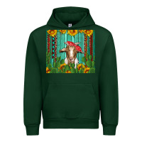 Forest Green goat with sunflower and cactus Urban Hoodie - Artiststas