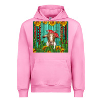 Fuchsia Pink goat with sunflower and cactus Urban Hoodie - Artiststas