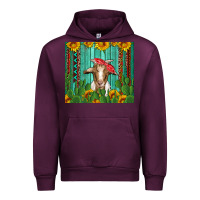 Mauve Wine goat with sunflower and cactus Urban Hoodie - Artiststas