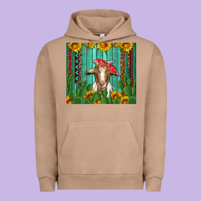 Goat With Sunflower And Cactus Urban Hoodie Designed By Artiststas