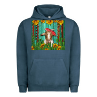 Pigment Midnight Navy goat with sunflower and cactus Urban Hoodie - Artiststas