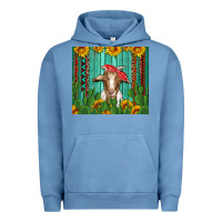Pigment Pebble Blue goat with sunflower and cactus Urban Hoodie - Artiststas