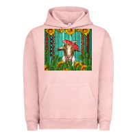 Pigment Salmon goat with sunflower and cactus Urban Hoodie - Artiststas
