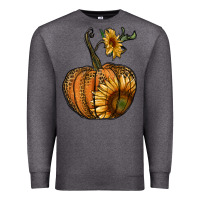 Charcoal Heather pumpkin with sunflower Premium Sweatshirt - RanaPortraitStore