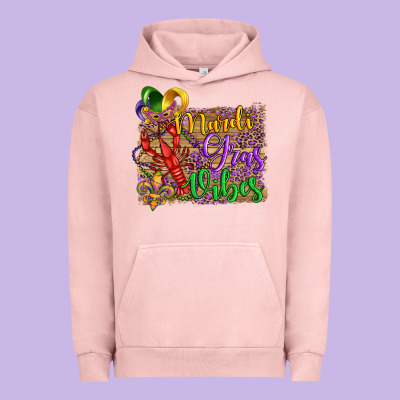 Mardi Gras Vibes Crawfish Mask And Fleur De Lis Urban Hoodie Designed By Artiststas
