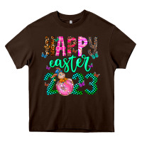 Chocolate Brown Happy Easter Heavy Core Tee - CowhideDigitalArt