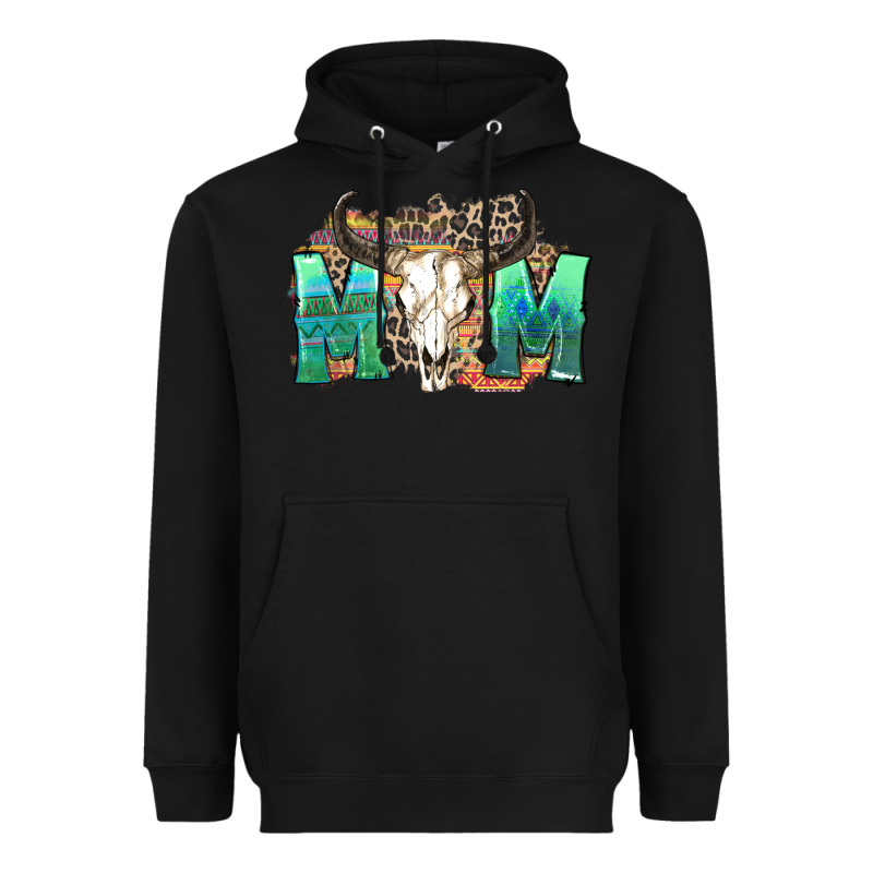 Mom With Bull Skull Heavyweight Hoodie by Zillion Design Studio | Teevron